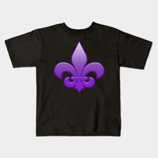 Purple Fleur De Lis Kids T-Shirt by Lil's Shop